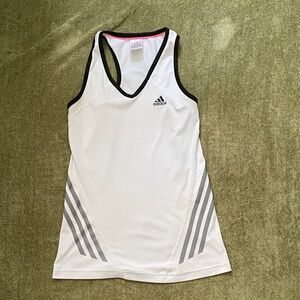 adidas White Tank Top with Black Trim and Accents